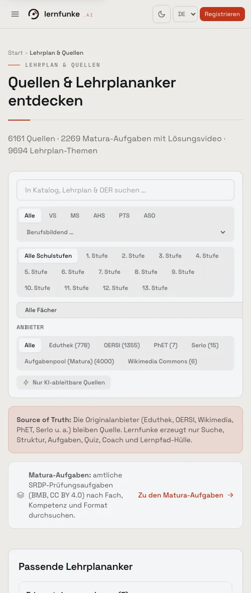 Die Suche auf dem Telefon: Filter untereinander, Treffer als Liste.
